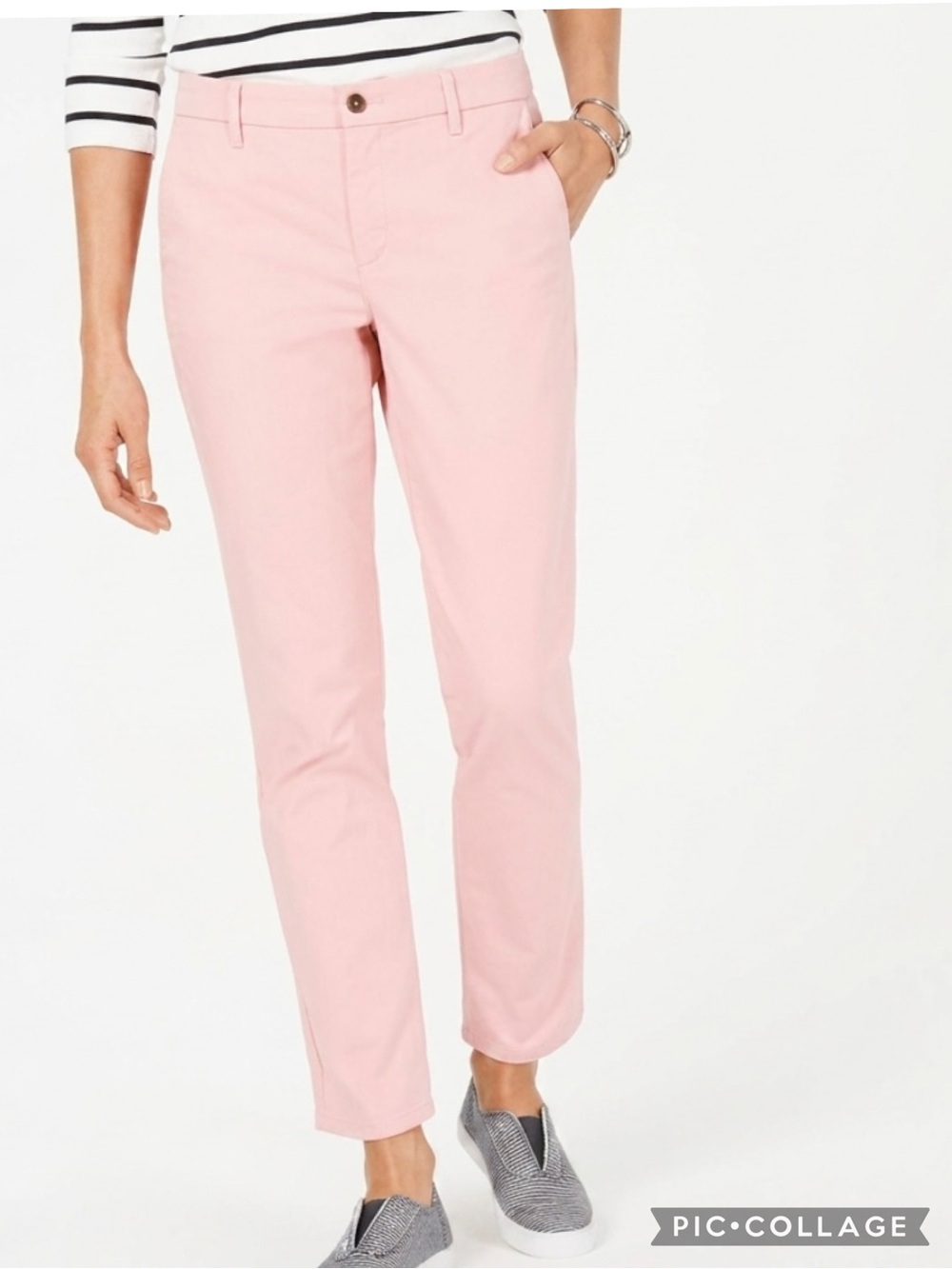 Tommy Hilfiger Pink TH The Hamptons Cropped Straight Leg Chino Pants 14 Preppy